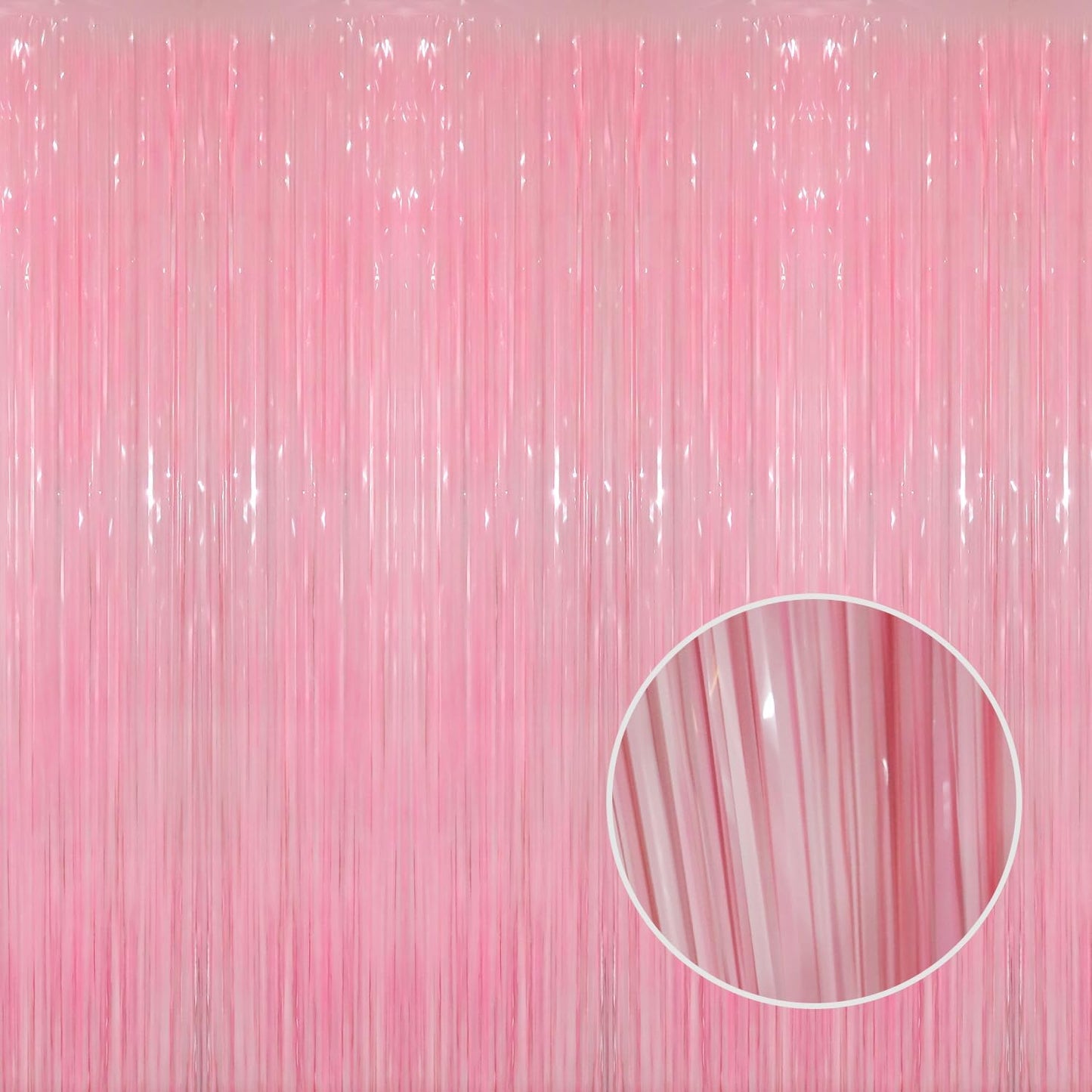 GOER 3.2 ft x 8.2 ft Metallic Tinsel Foil Fringe Curtains Party Photo Backdrop Party Streamers for Birthday,Graduation,New Year Eve Decorations Wedding Decor(4 Packs,Candy Pink)