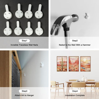 HLNIUC Boho Desert Plant Framed Canvas Wall Art Set,Southwestern Sun Mountain Wall Decor,Cactus Sunset Landscape Wall Painting,Watercolor Abstract Desert Art Prints for Living Room,Bedroom - 16”x24”x3