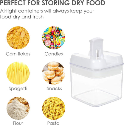 Vtopmart 6 PCS Airtight Food Storage Containers, BPA Free Plastic Snack Containers with Easy Lock Lids, for Kitchen Pantry Organization and Storage, Include 24 Labels, 0.5L