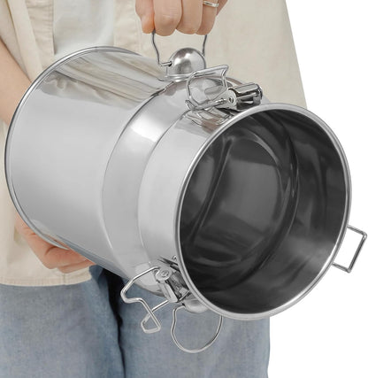 Stainless Steel Milk Can, 201 Stainless Steel Pail 1Gal Milk Can with Sealed Lid, 5L Hanging Lid Metal Milk Jug Bucket for Oil Tea Wine
