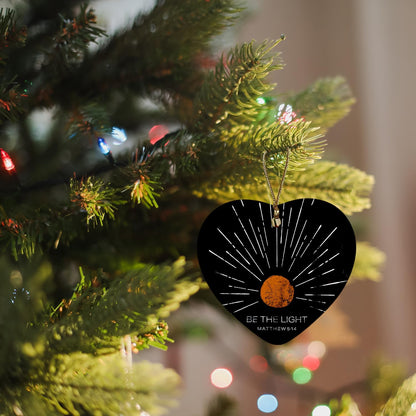 Christian Ornaments, Boho Sun Sunshine Be The Light Scripture Religious Ceramic Ornament Heart Keepsake Decorations, Christian Gifts for Women Teen Girls