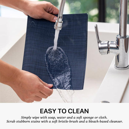 LEXMORE PlaceMats Set of 12 Vinyl/Plastic Woven Place Mats for Kitchen Table Indoor/Outdoor Washable PlaceMats Wipeable Dining Table Mats(Navy Blue)