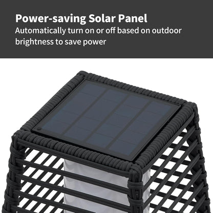 Outdoor Floor Lamp Weather-Resistant Outdoor Wicker Light Solar Powered Lantern Deck Lights for Patio Yard Garden