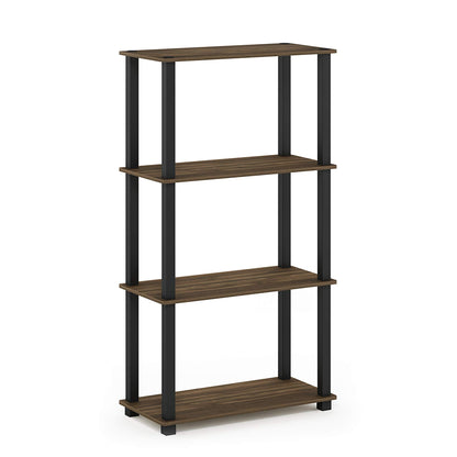 Furinno TURN-S-TUBE Storage Shelves, 4-Tier Book Shelf, Corner Shelf, Toolless Open Shelves, for