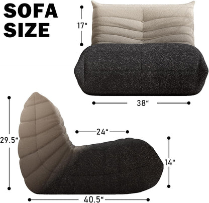 Bean Bag Chair, Fireside Chair Bean Bag Sofa Large Bean Bag Chair for Adults, Bean Bag Chairs for Teens with High Density Comfortable Foam, Memory Foam Bean Bag for Living Room, Bedroom (Black&White)
