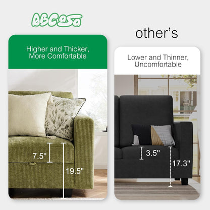 38.5 Oversized Accent Chair with Storage Green Corduroy, Single Modern Accent Sofa Chair with Arms for Apartment Living Room (21" Deep Seat)