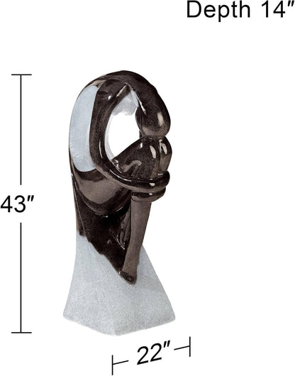 Graceful Form 43" High Large Modern Zen Indoor Outdoor Decor Resin Floor Fountain with Light LED Tall Standing Water Feature for Outside Garden Patio Yard Backyard Porch Deck - John Timberland