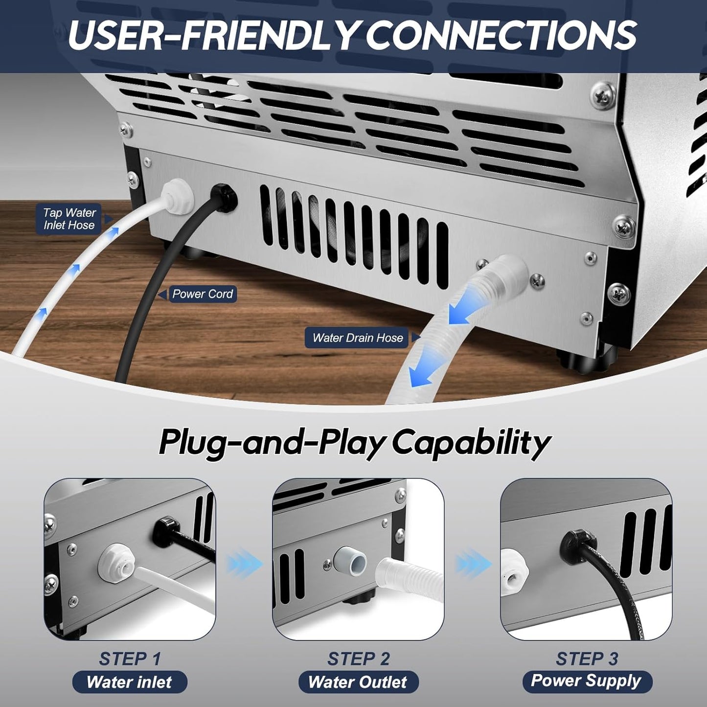 Commercial Ice Maker Machine, 110LBS/24H with 35=0LBS Storage Bin, 15" Wide Built-in Undercounter/Freestanding Ice Maker Machine for Home Bar Outdoor, 40PCS Ice Cubes Ice Machine, Self Cleaning