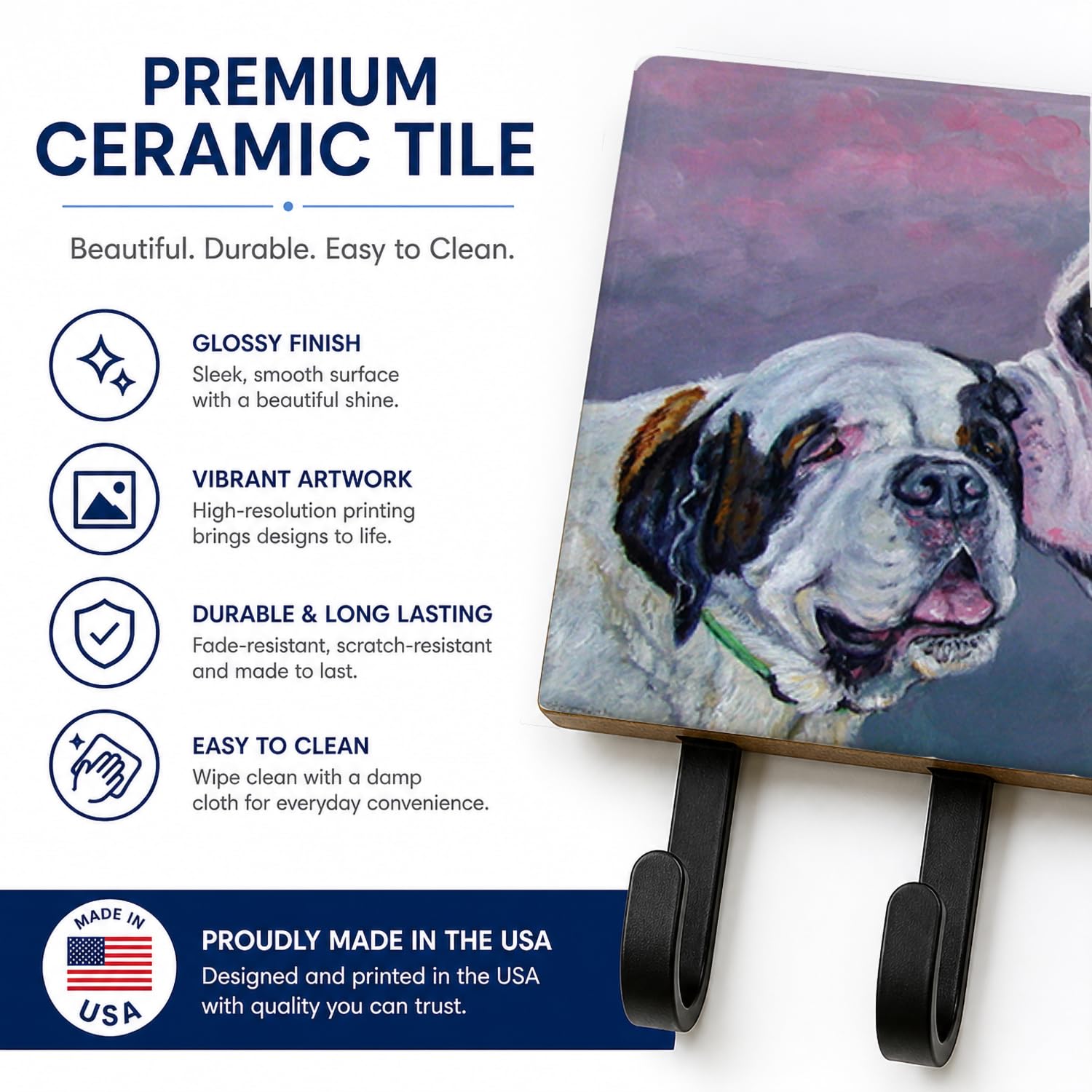 Caroline's Treasures 7332TH68 Saint Bernard Whisperear Leash or Key Holder, Wall Hooks, Key Hooks