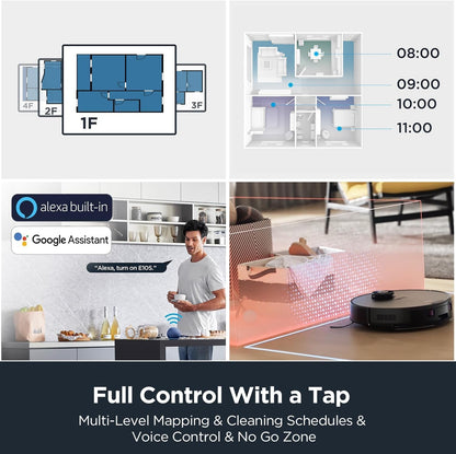 Eureka Robot Vacuum with Bagless Self Emptying Station, Robotic Vacuum Cleaner, 45-Day Capacity, 3000Pa Suction, LiDAR Navigation, NER E10s BK