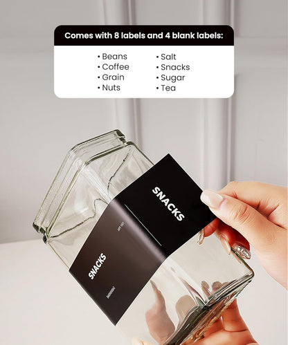 27 oz Glass Storage Jars with Bamboo Lid, set of 6, glass canisters with airtight lids, Clear jars with lids for Cookie, Candy, Tea, Coffee Bean and Rice, Black