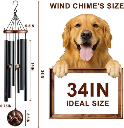 Dog Memorial Gifts, 34" Pet Memorial Wind Chimes for Loss of Dogs, Pet Loss Passing Away Remembrance Sympathy Bereavement Gift, DogPaw Vintage Wind Chime for Outside (DIY 34" Pet Memorial)