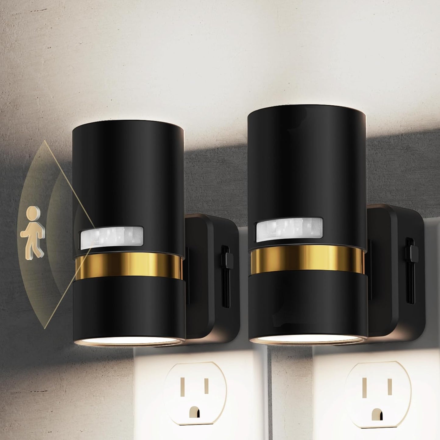 L LOHAS LED Motion Sensor Night Light Plug in, Night Lights Plug into Wall with Adjustable Brightness, 5000K Daylight White, 1W Energy-Saving Nightlight for Bathroom Bedroom Kitchen Hallway, 2 Pack