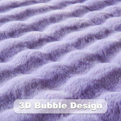 NEWCOSPLAY Faux Fur Throw Blanket Lavender Bubble Blanket Thick Warm Soft for Couch Sofa Bed 550GSM (Lavender, Throw(50"x60"))