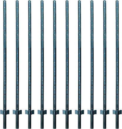 ARIFARO Fence Posts 7 Feet Sturdy Duty Metal Fence Post, Pack of 10, No Dig Garden U Post for Wire Fencing Steel Poles for Yard, Outdoor Wire