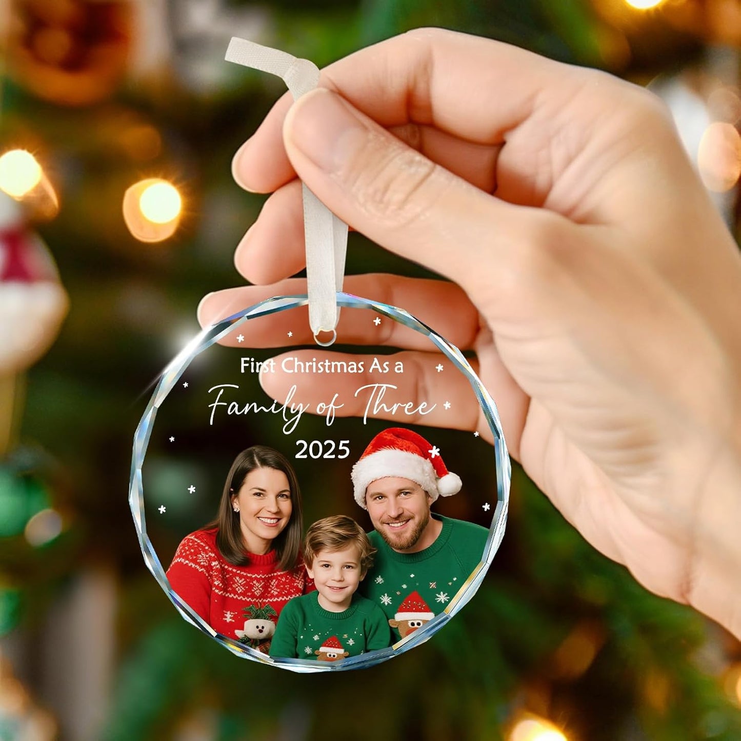 Family Christmas Ornaments 2025 Personalized, Custom Name, Photo Ornaments for Christmas Tree Decorations, Customized