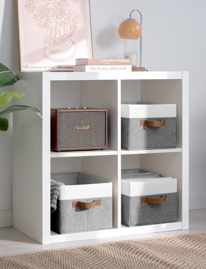 StorageWorks Storage Baskets for Shelves, Foldable Fabric Closet Storage Bins with Handles, Fabric Storage Bins Clothes Organizer, Gray and White, 3-Pack, Large