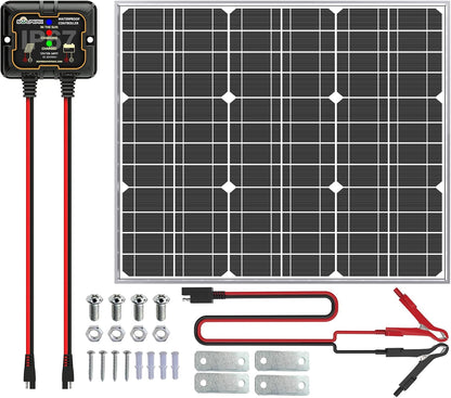 SOLPERK 50W Solar Batery Charger Solar Battery Maintainer + Upgrade 10A MPPT Charge Controller + Adjustable Mount Bracket for Car RV Boat Motorcycle,12V Solar Panel Kit Trickle Charging