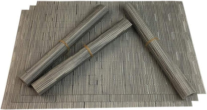 Red-A Placemats Set of 6 for Dining Table Heat-Resistant Washable Place Mats Woven Vinyl Kitchen Table Mats Easy to Clean,Silver Grey