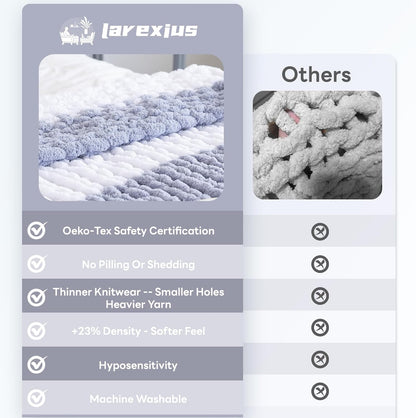 Chunky Knit Blanket - Luxury Soft Cozy 60 * 80 Throw Blanket,100% Woven Blanket Rope Knot Throw Blanket for Couch, Sofa, Home Decor, Gift - Machine Washable（White/Light Gray）