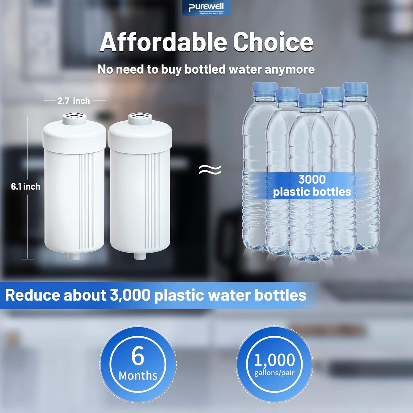 Purewell FL-2 White 5-Stage Fluoride Purification Elements, Replacement for Berkey® PF-2® Fluoride Filters, Berkey® Gravity Filtration System and Purewell System (2 Pack, K Series)