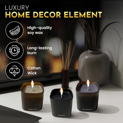 Candle Gift Set ??3 Scented Soy Candles, Clean Burn 50+ Hrs ??Flower-Inspired Scents: Amber, Red Tea Wood, Champagne ??Bulk Set for Women Giftset, 9.8oz Each, Gift Idea for Women, Home Decor, Birthday