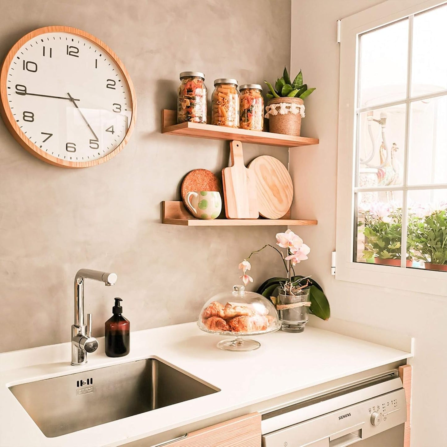 Mobili Fiver, Set of 2 Rachele Shelves, 23.62 in, Rustic Oak, Made in Italy