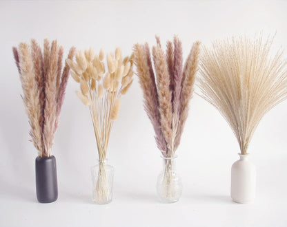 Natural Dried Pampas Grass Decor, Brown Pampas Grass， Bunny Tails Dried Flowers, Reed Grass Bouquet for Wedding Boho Flowers Home Table Decor, Fall Decor，Rustic Farmhouse Party (100 in Total )