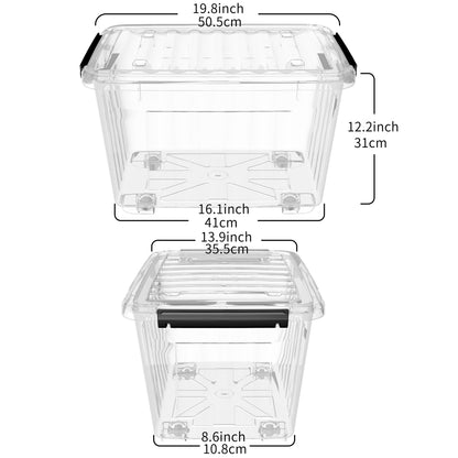 Cetomo 40Qt*6 Plastic Storage Bins, Storage Box, 6 Pack, Organizing Container with Wheels, Durable