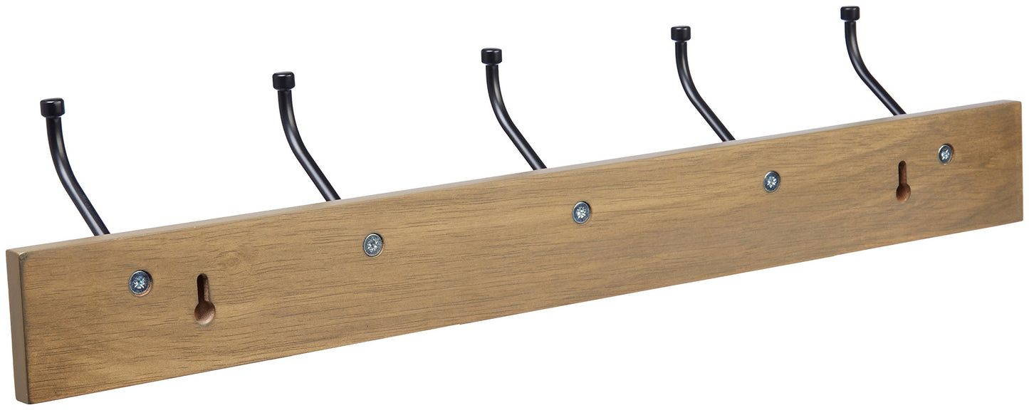 Amazon Basics Rectangular Farmhouse Wall-Mounted Coat Rack for Entryway and Bedroom, Storage