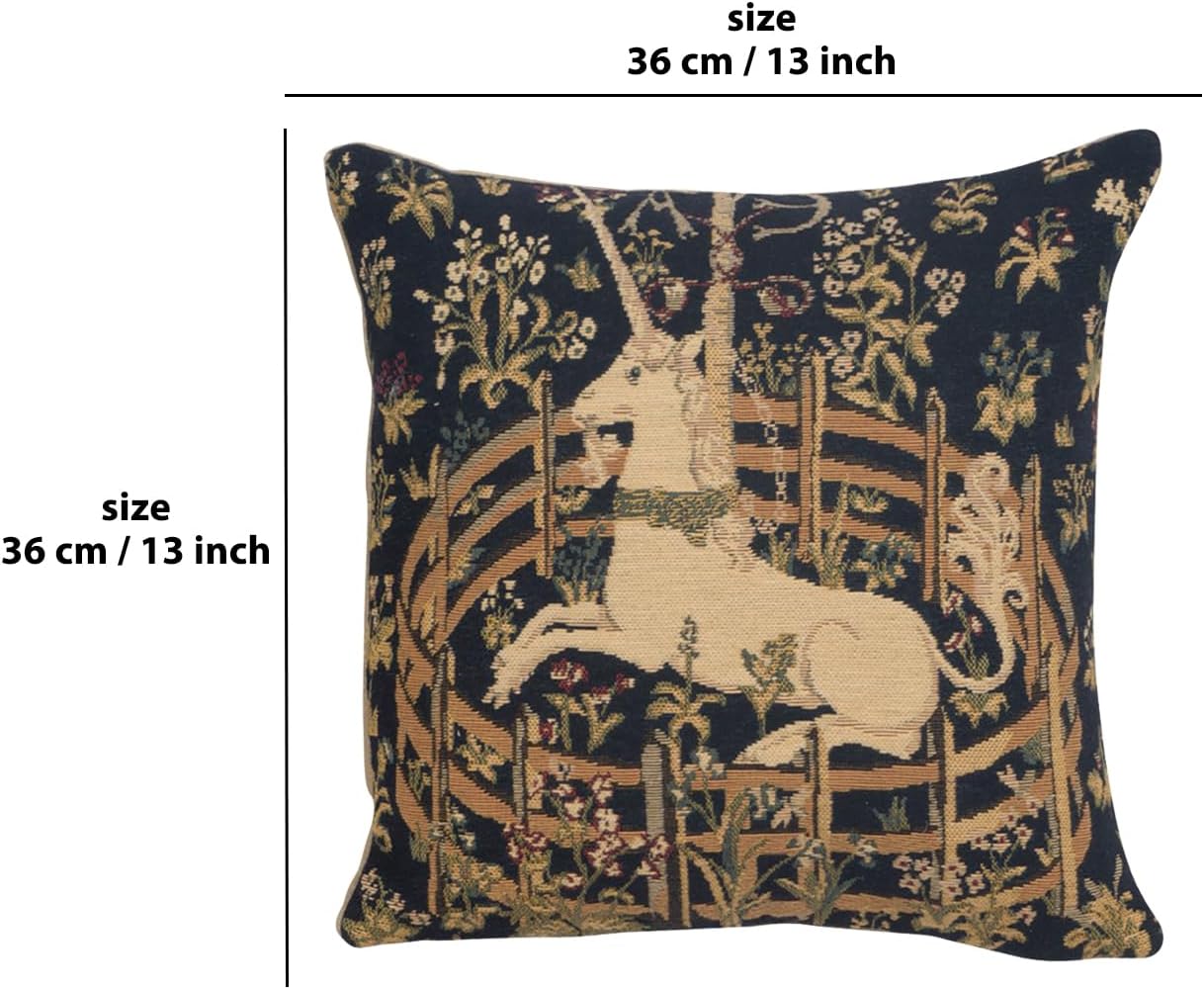 Charlotte Home Furnishings Decorative Pillow Covers for Couch 13X13 in Unicorn Throw Pillow Covers for Sofa Tapestry Square Pillow Cases for Bed Living Room Soft European Cotton Jacquard Woven