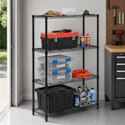 Honey-Can-Do 4-Tier Heavy Duty Adjustable Shelving Unit, 250-lb Per Shelf Metal Storage Rack, Wire