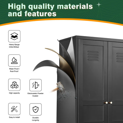 Letaya Black Storage Cabinet with Feets-Metal Home Kitchen Pantry Cabinets with Doors and Adjustable Shelves,Organization Locker for Cupboard/Bedroom/Dining/Living/Bathroom/Office/Garage Room (Black)