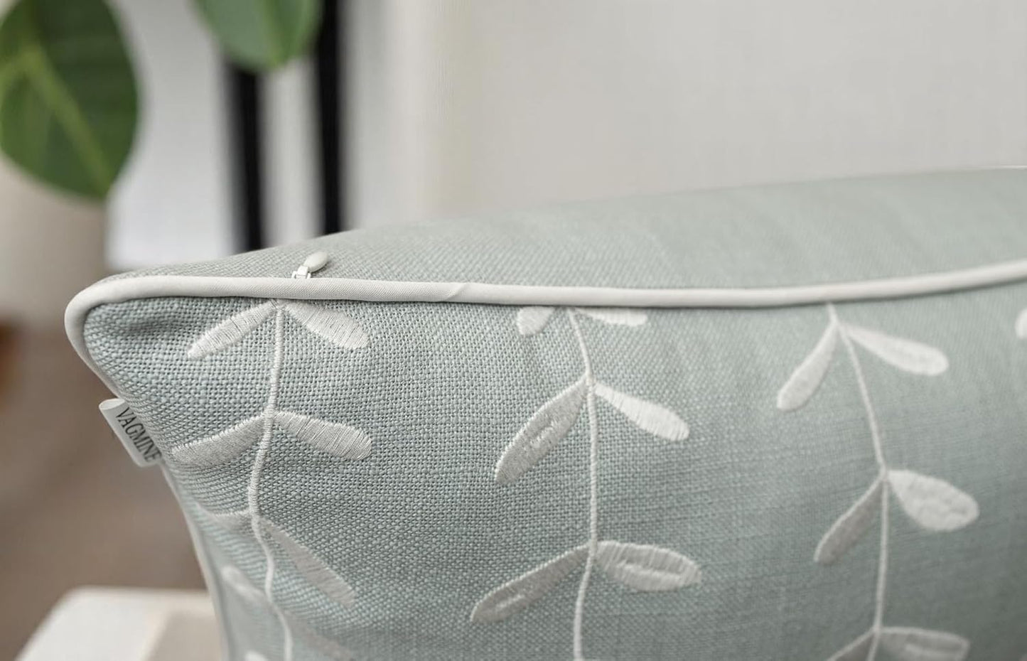 VAGMINE Embroidered Lollipop Pillow Cover - 18x18 Inches Square - 100% Cotton Robins Egg Decorative Cushion Cover - Elegant Stitch Detailing - Cozy Contemporary Accent for Couch, Chair, Bedroom