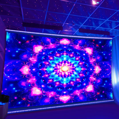 PSYHILAR Blacklight Mandala Tapestry for Bedroom, Psychedelic Black Light Posters for Adults and Teens, Colorful UV Reactive Aesthetic Bohemian Art Wall Hanging Decor (60 x 50 Inches)