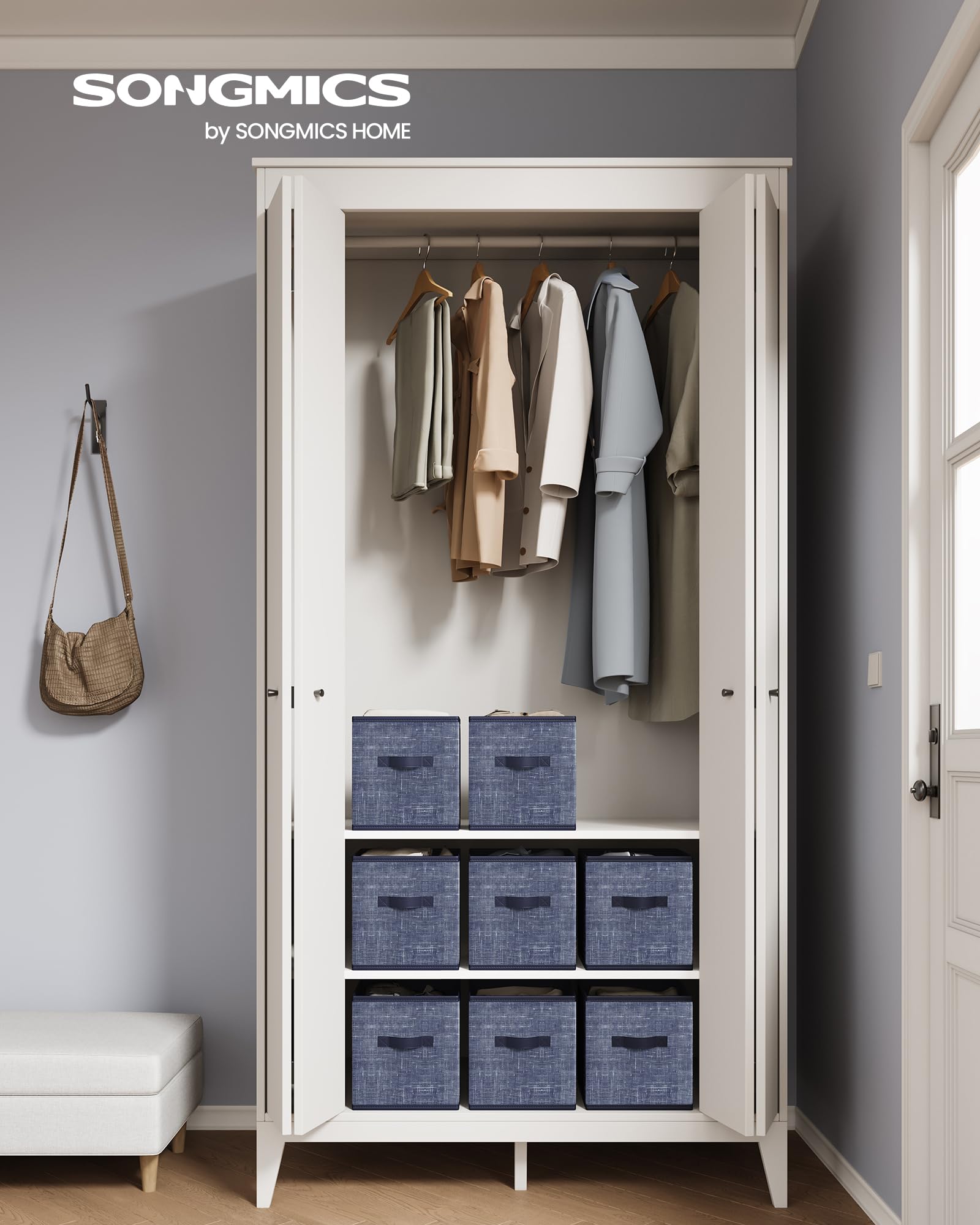 SONGMICS Storage Cubes, Set of 8, 11-Inch Foldable Closet Organizers