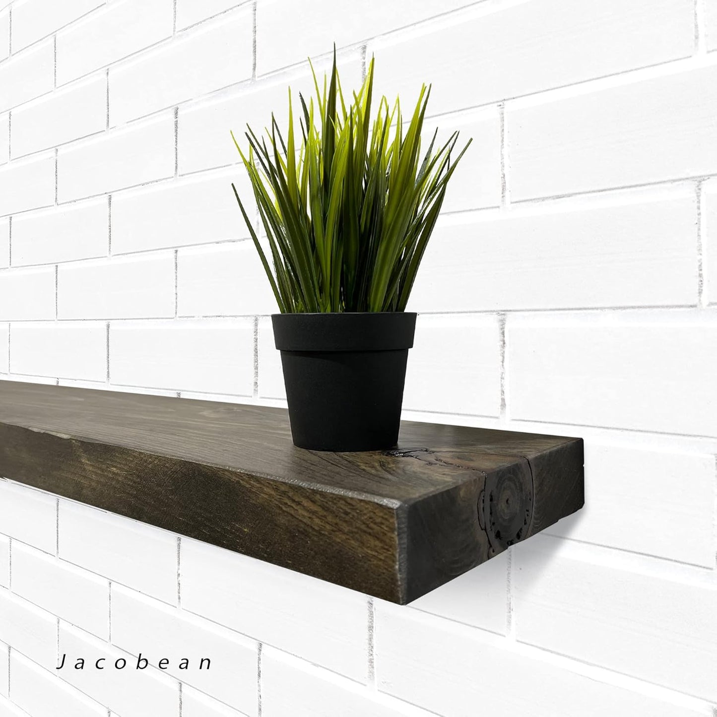 URBANDI, Rustic Floating Shelves, Set of 2, Hidden Bracket, Solid Wood, Heavy Duty, Wall Mounted Shelves, (Dark Brown, 48Wx12D)