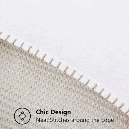 decorUhome Chenille Soft Throw Pillow Covers 20x20 Set of 2, Farmhouse Velvet Neutral Decorative Euro Pillow Covers with Stitched Edge for Couch Sofa Bed Home Decor, White