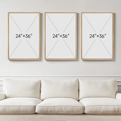 Large Framed Green Abstract Landscape Wall Art for Living Room, 3 Piece Canvas Prints Paintings Artwork for Walls, Modern Minimalist Pictures for Dining Room, Hallway, Office Wall Decor 24x36 In