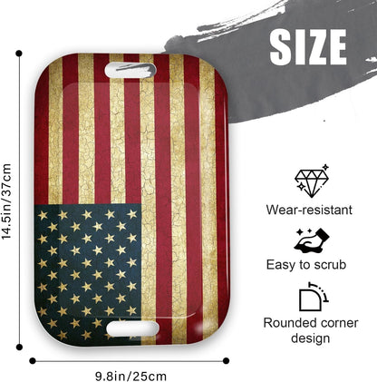 Serving Trays with Handles, 14.5 x 9.8 inch Rectangular Plastic Tray for Restaurant, Kitchen, Vintage United States of America Flag