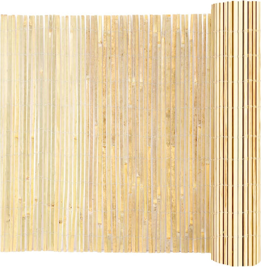 VEVOR Natural Bamboo Privacy Fence Screen, Eco-Friendly Decorative Bamboo Slat Fence, 6 ft H x 16