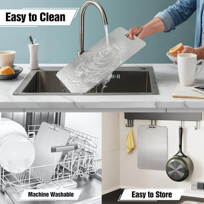 Titanium Cutting Board for Kitchen - 100% Pure Titanium Cutting Boards Non Toxic - 2025 New Upgrade Double Sided Metal Chopping Boards for Meat, Vegetables, Fruits, Dishwasher Safe (18 x 12 In)