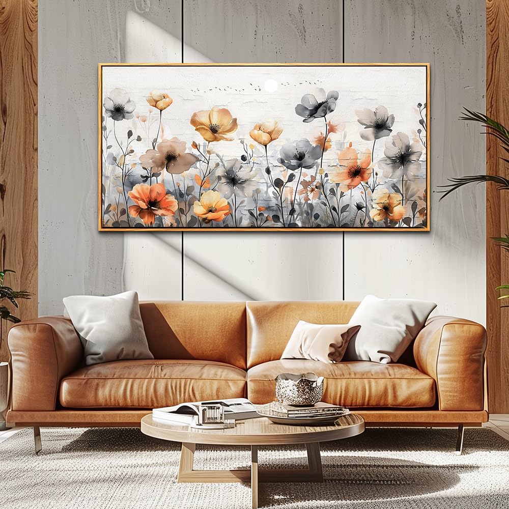 ZUITINGHUA Wood Framed Canvas Wall Art For Living Room Large Wall Decor For Office Bedroom Decorations Flowers Landscape Pictures Farmhouse Paintings Artwork Aesthetic Mural Home Decor 30x60 In