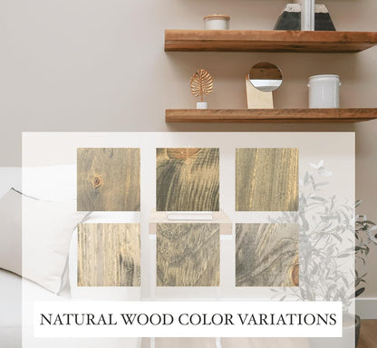 URBANDI, Rustic Floating Shelves, Set of 2, Hidden Bracket, Solid Wood, Heavy Duty, Wall Mounted Shelves, (Grey, 12Wx6D)