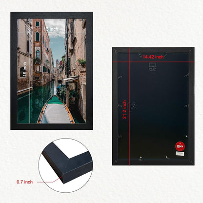 VCK Poster Frames 13x19 Black 3 Pack, Solid Wood Picture Frames for Wall Mounting Hanging Art and Puzzle Frame