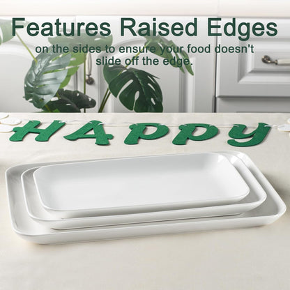 DELLING Serving Platter, 18/16/14inch Large Serving Tray, Serving Platters for Snacks, Fruit, Turkey, Dessert, Serving Trays for Entertaining at Parties and Weddings, Microwave Dishwasher Oven Safe