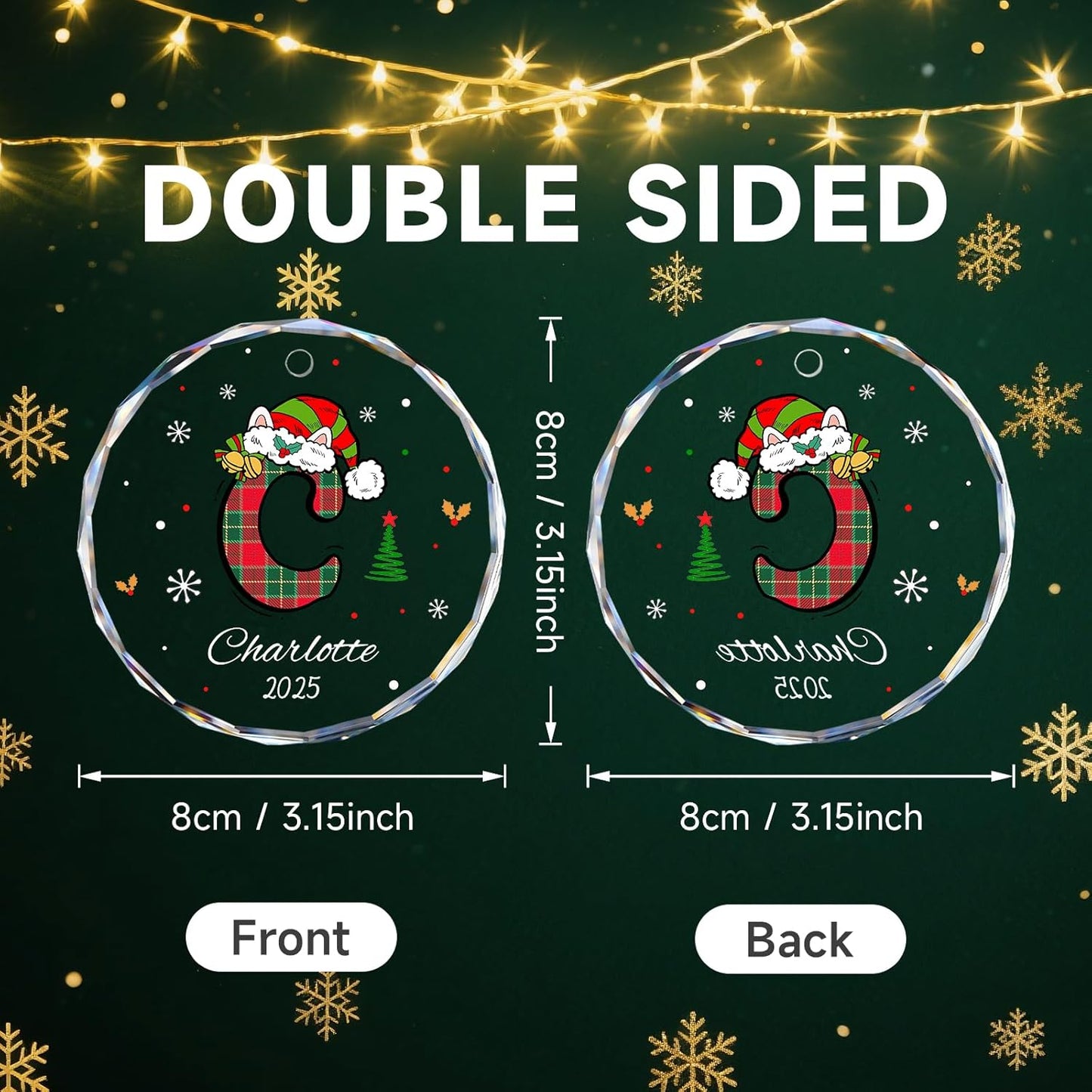 Personalized Christmas Ornaments 2025, Name Ornaments for Christmas Tree, Custom Initial Christmas Ornament for Kids and Adults, Stocking Name Tags