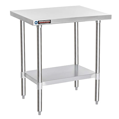 DuraSteel 30x24 Small Stainless Kitchen Island - NSF Outdoor Grill Work Station with Under Shelf - Metal Microwave Stand - For Laundry Room, Kitchen, Garage, Restaurant