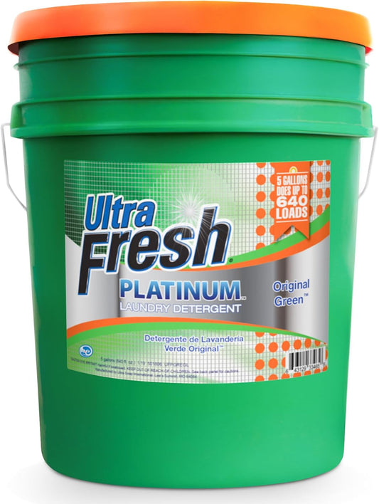 Ultra Fresh 5 Gallon Liquid Laundry Detergent Washing Soap for All Machine Types, 3X Platinum, Up