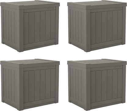 Suncast SS500ST 22 Gallon Small Resin Outdoor Patio Storage Deck Box (4 Pack)